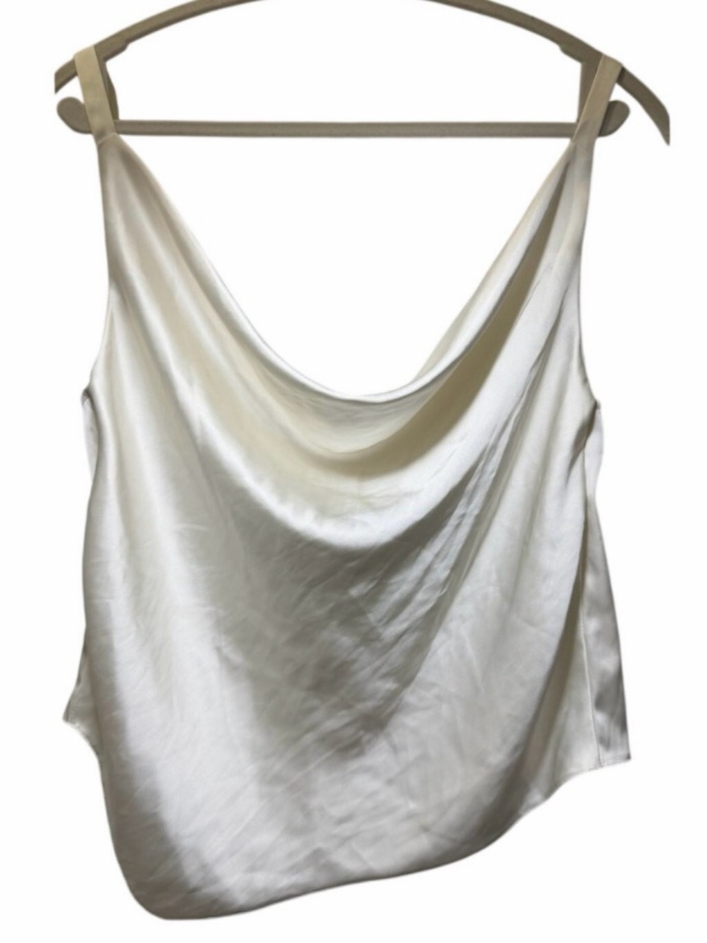 ZARA Ivory Satin Effect Cowl Neck Camisole Tank Womens Top|S